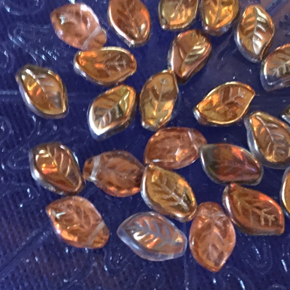 Czech glass leaves